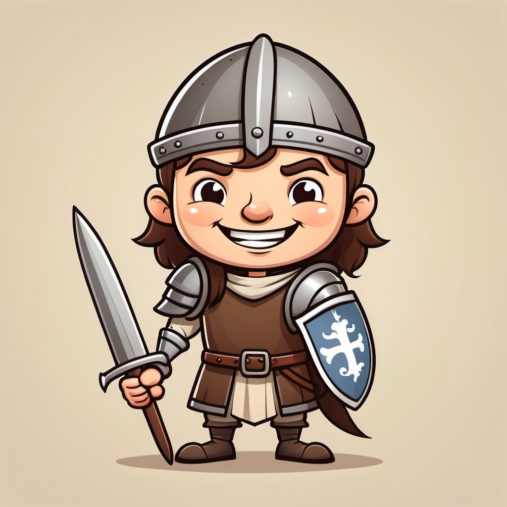 Cartoon Boy Dressed as Anglo-Saxon Warrior